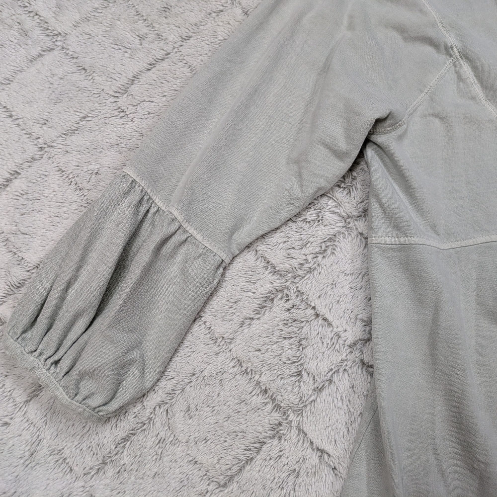 Sundance Tunic Womens L Gray Pullover Top Cotton Puff Sleeves Lagenlook - Picture 4 of 8